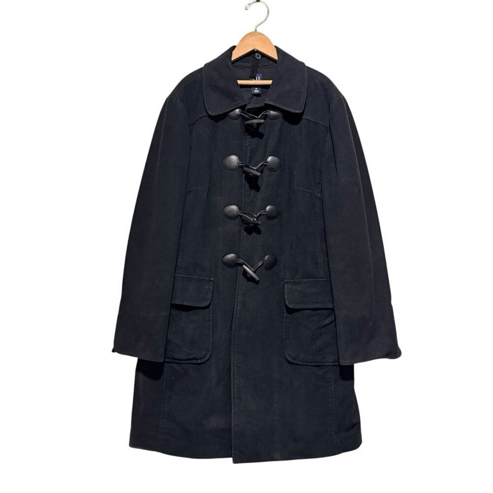 VTG GAP Y2K Womens XL Toggle Button Black Brushed Cotton Preppy Academia Coat - Picture 2 of 8